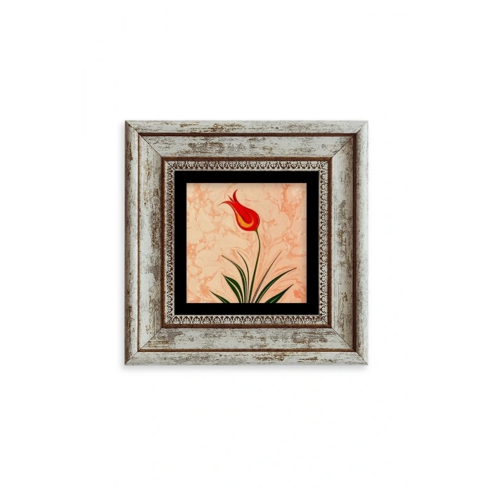 Ebru Lale Çerçeveli Taş Tablo 20 cm