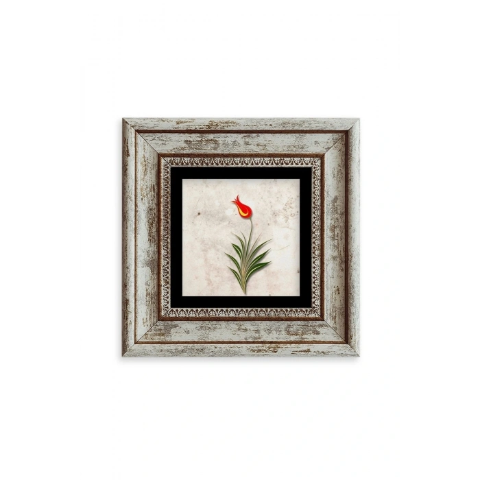 Ebru Lale Çerçeveli Taş Tablo 20 cm
