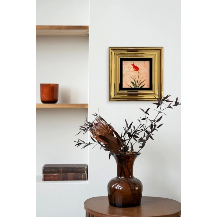 Ebru Lale Çerçeveli Taş Tablo 20 cm