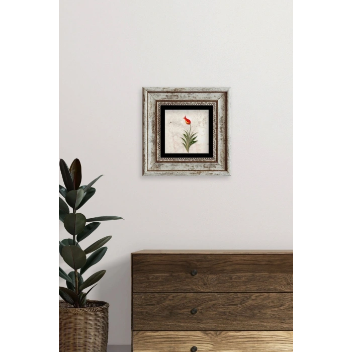 Ebru Lale Çerçeveli Taş Tablo 20 cm