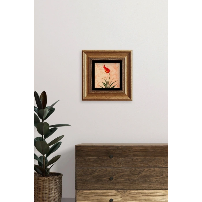Ebru Lale Çerçeveli Taş Tablo 20 cm