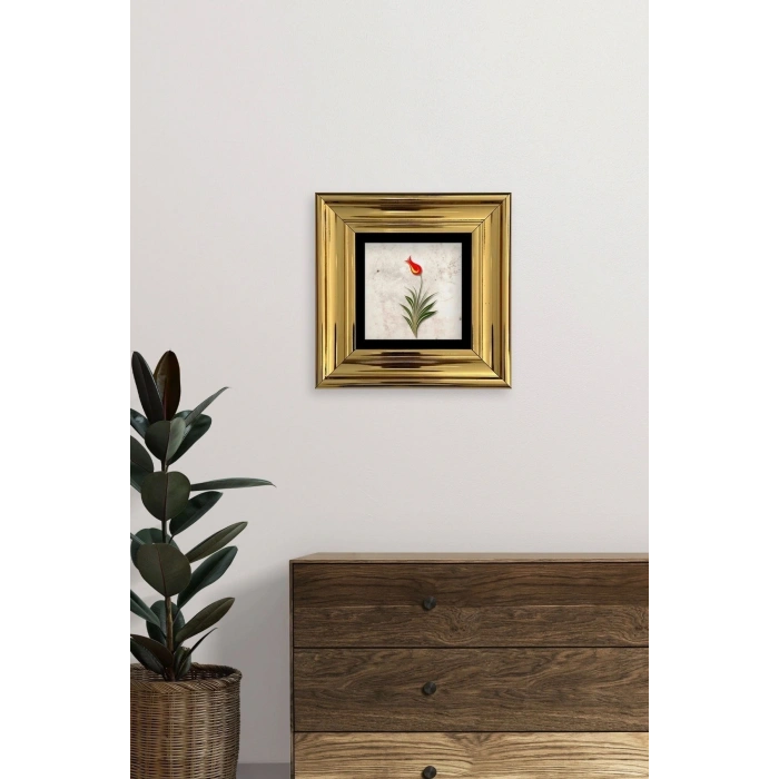 Ebru Lale Çerçeveli Taş Tablo 20 cm