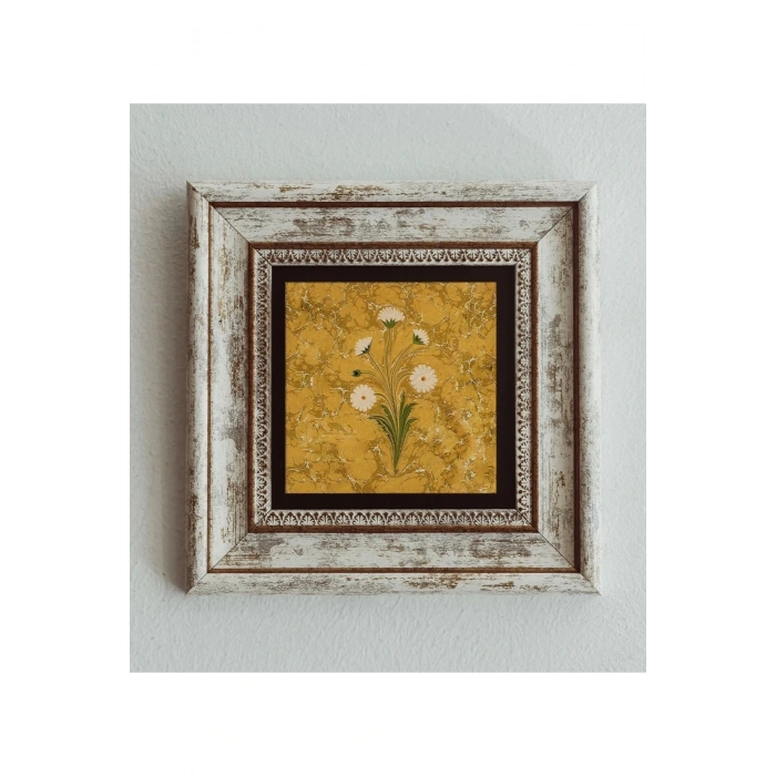 Ebru Lale Desenli Çerçeveli Taş Tablo , Çerçeveli Taş Duvar Dekoru 20 cm