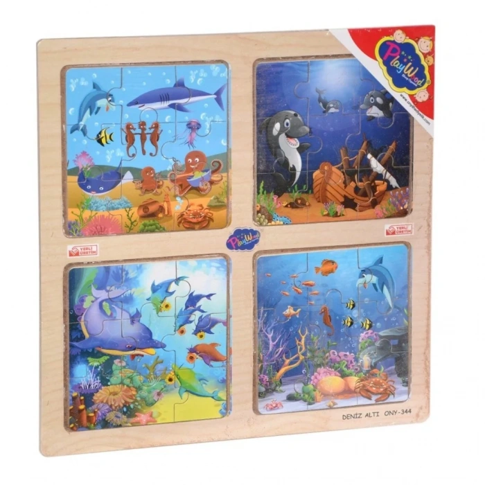 Eğitici Ahşap 4lü Puzzle Seti - Onyıl