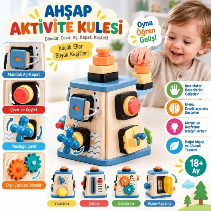Eğlenceli Ahşap Aktivite Kulesi 1 Adet