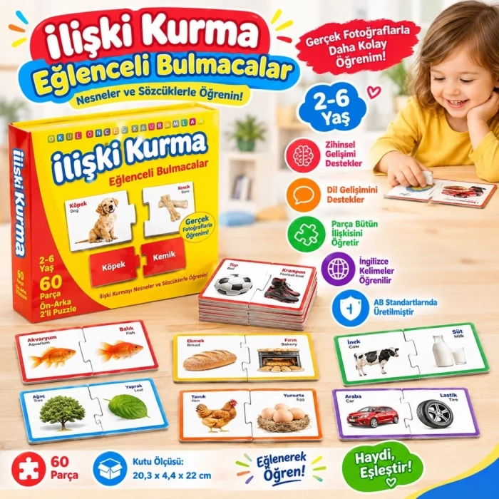 Eğlenceli Bulmacalar İlişki Kurma 2-6 Yaş 1 Adet