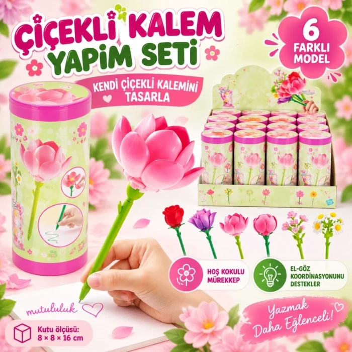 Eğlenceli Çiçekli Kalem Yapım Seti 1 Adet