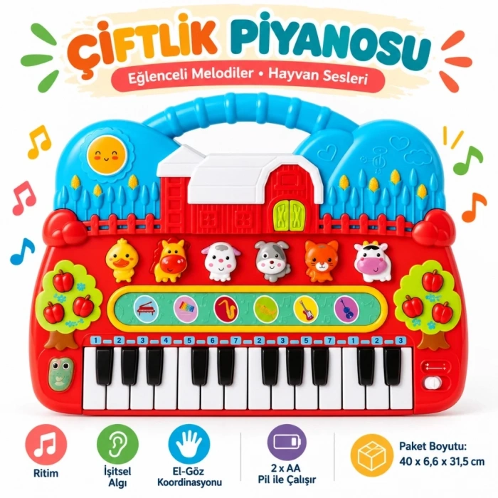 Eğlenceli Çiftlik Piyanosu 1 Adet