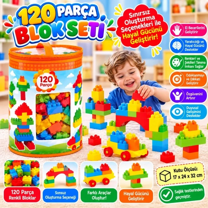 Eğlenceli Multi Blok Seti 120 Parça Çocuklar İçin