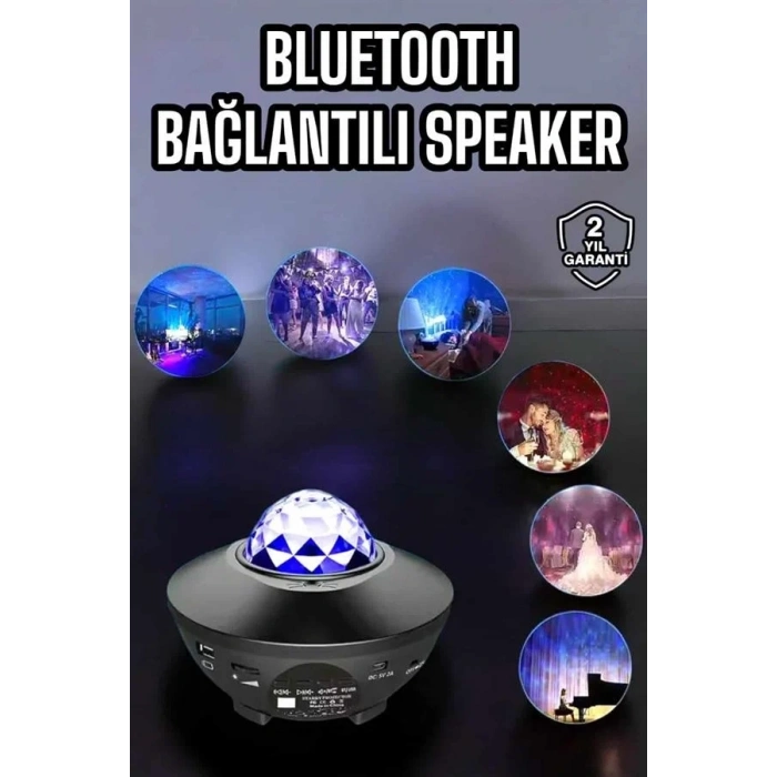 Eğlenceli Şarjlı Bluetooth Hoparlör Yıldızlı Projeksiyon