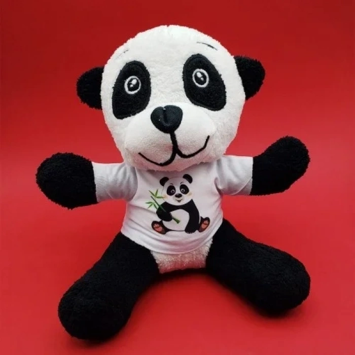 Eğlenceli Tişörtlü Panda Oyuncak 25 Cm Sevimli Hediye
