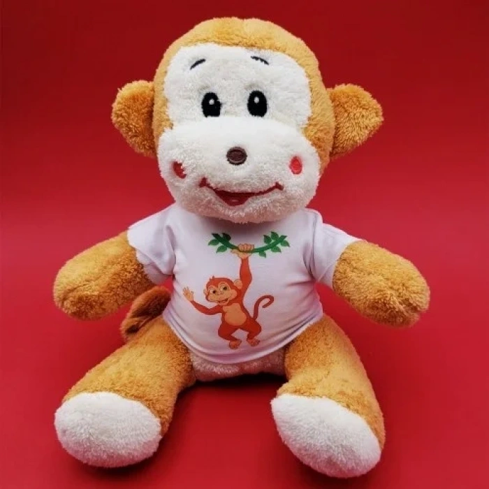 Eğlenceli Tişörtlü Peluş Maymun 25 Cm Dekoratif