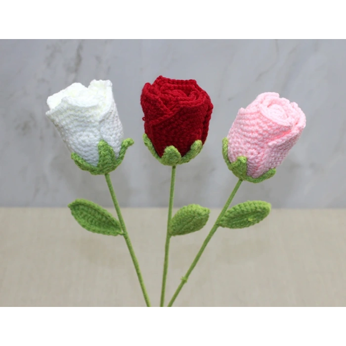 Hand Knitted Single Rose Bud