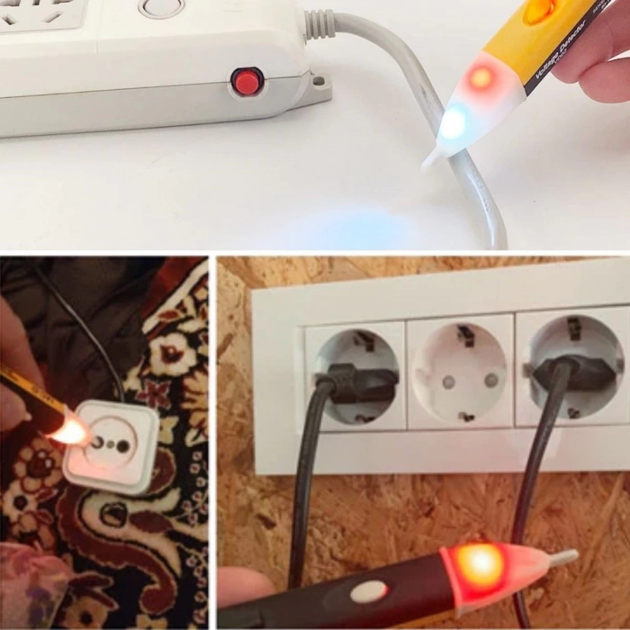 Elektrik Kaçak Dijital Kontrol Kalemi Cihazı -Dedektörlü Temassız Işıklı Kablo Voltaj Test (5365)