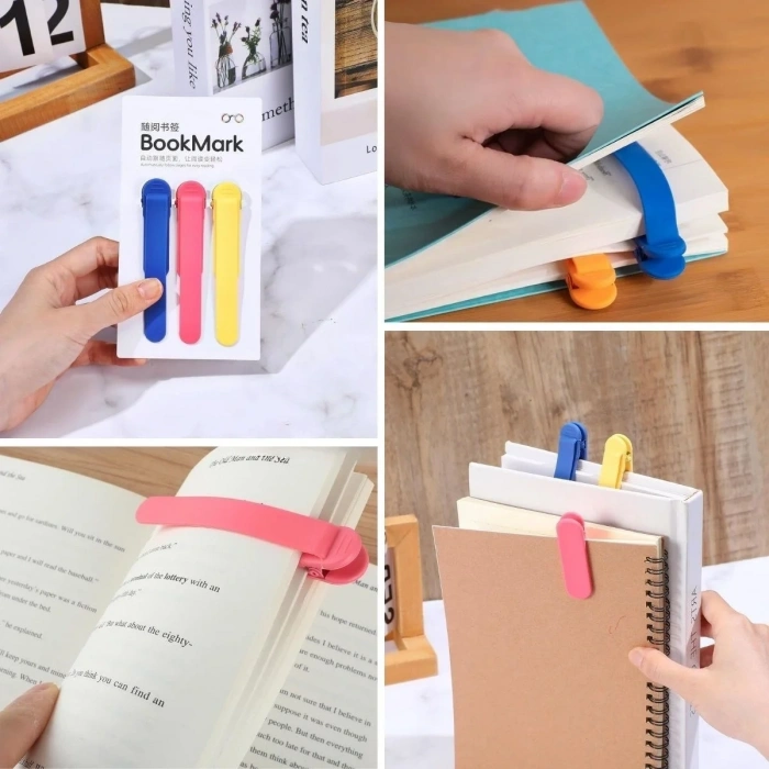 Ergonomik Akıllı Silikon 3lü Kitap Klips Seti