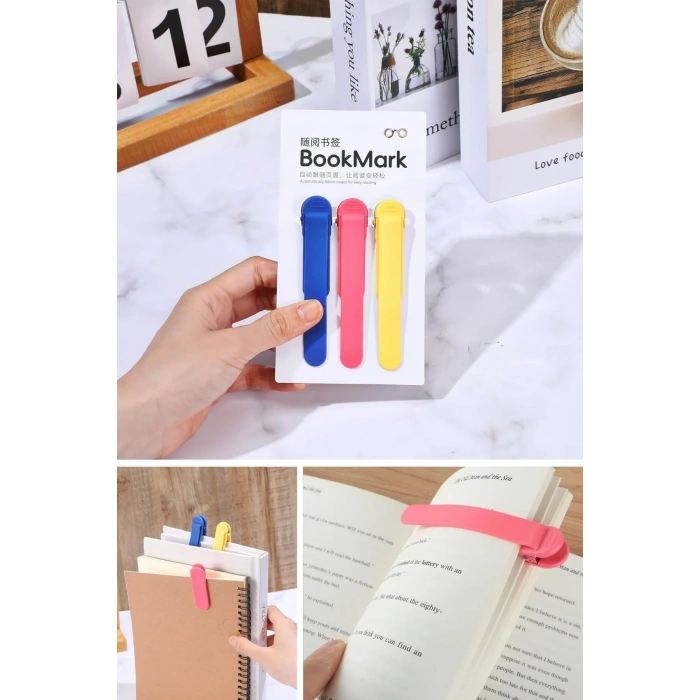 Ergonomik Akıllı Silikon 3lü Kitap Klips Seti