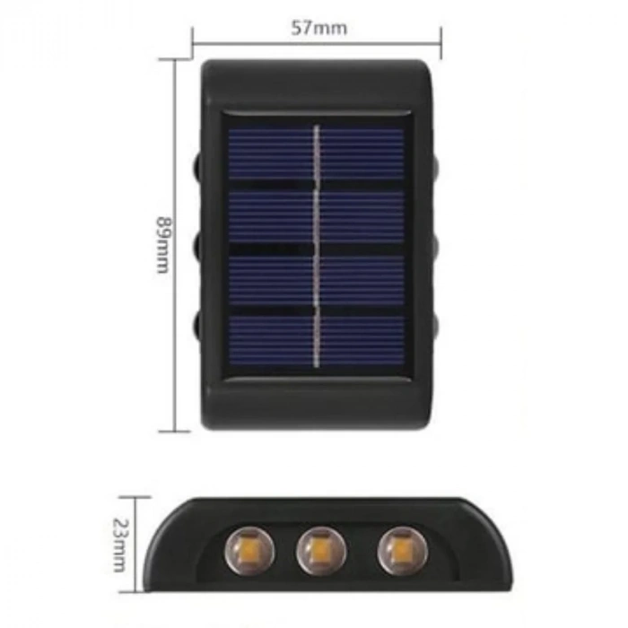 Ergonomik Dekoratif Duvar 6 Ledli Güneş Enerjili Aplik