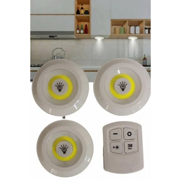 Ergonomik Kablosuz Led Işıldak 3lü Set Mutfak Banyo