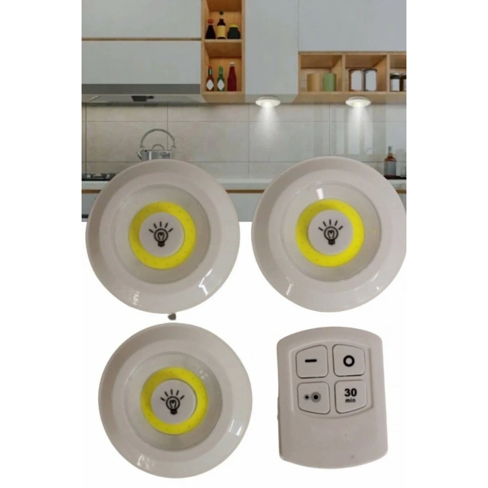 Ergonomik Kablosuz Led Spot Lamba Seti 3lü Paket
