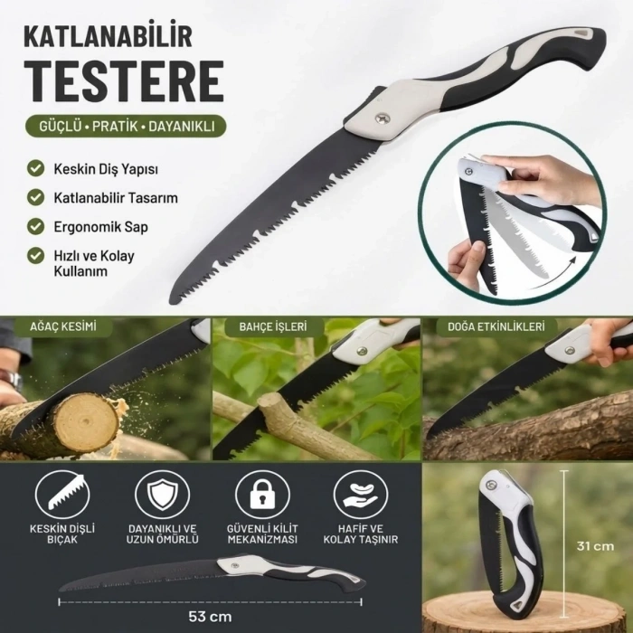Ergonomik Katlanabilir 53 Cm Bahçe Ve Kamp Testeresi