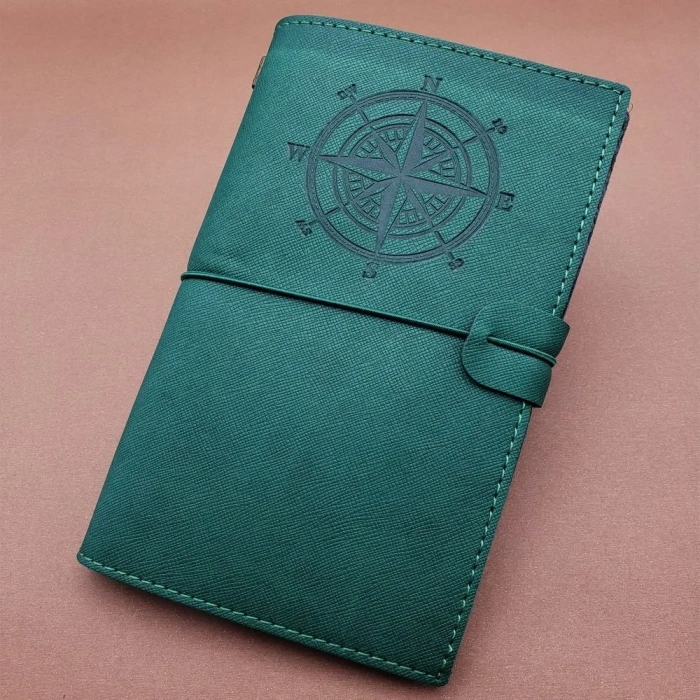 Ergonomik Pusula Deri Defter 20x12.5 Cm 192 Sayfa