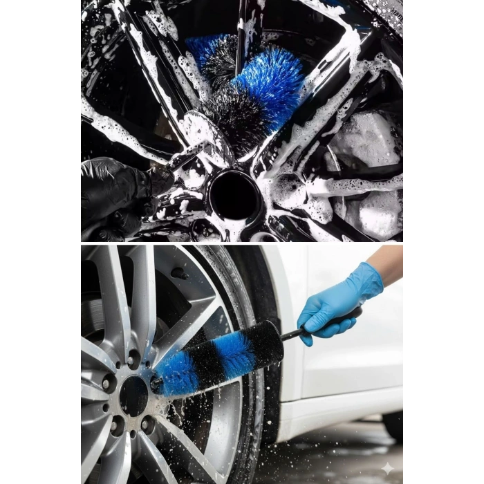 Ergonomik Saplı Jant ve Lastik Temizleme Fırçası – Araç Detay Temizliği İçin Güçlü Kıllı Detay Fırçası