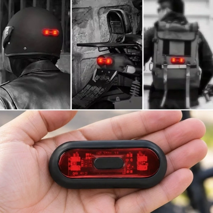 Ergonomik Usb Şarjlı Kask İçin Kırmızı Led Flaşör Işığı