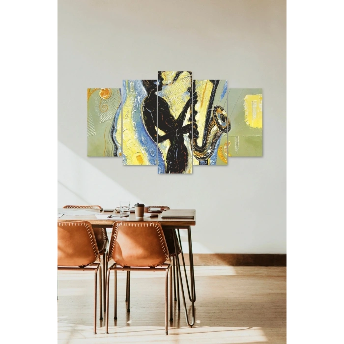 Erkek Müzik 5 Parçalı Mdf Tablo 60 x 100