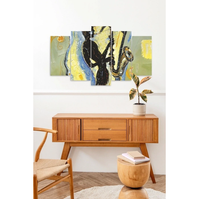 Erkek Müzik 5 Parçalı Mdf Tablo 60 x 100