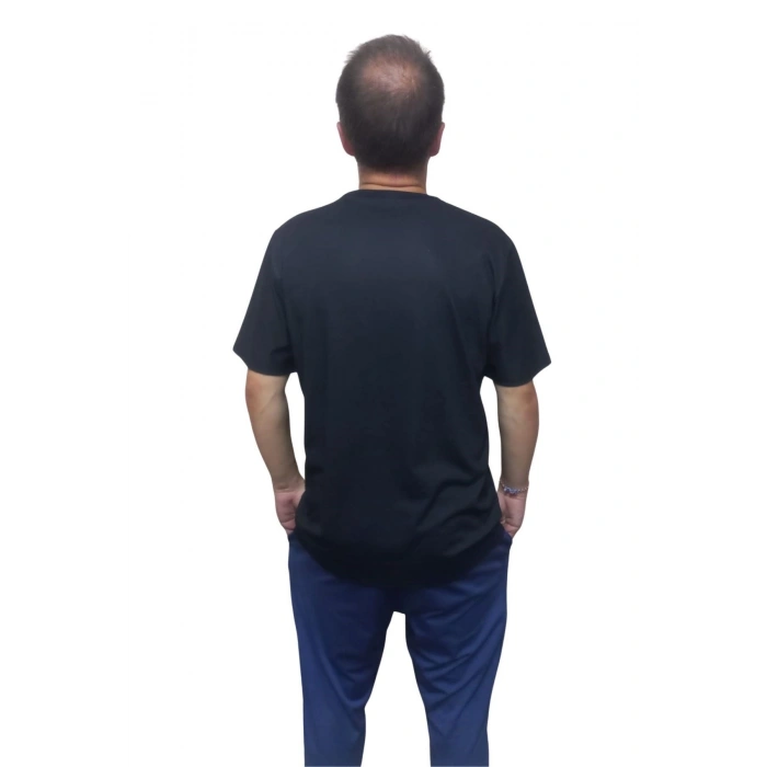 Erkek T-shirt Papyon Baskılı Siyah (kesik Elyaf Kumaş)