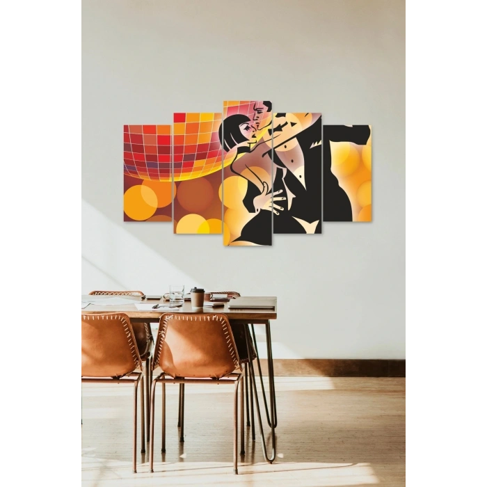 Erkek ve Kadın Dans 5 Parçalı Mdf Tablo 60 x 100