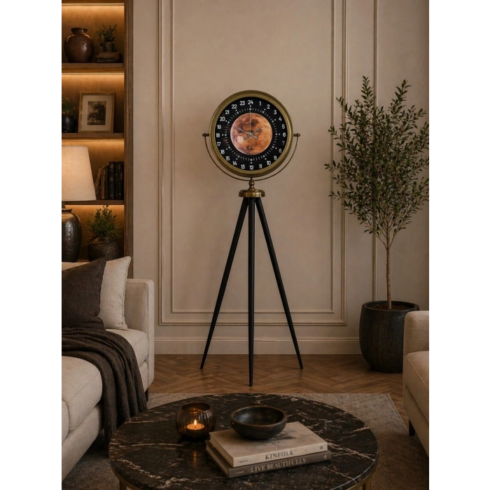 Aged 24-Hour Indicator Custom Design Tripod Leg Clock