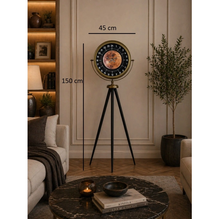 Aged 24-Hour Indicator Custom Design Tripod Leg Clock