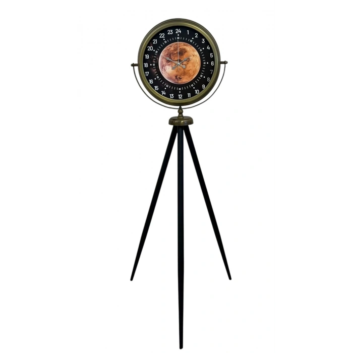 Eskitme 24 Saat Göstergeli Özel Tasarım Tripod Ayaklı Saat