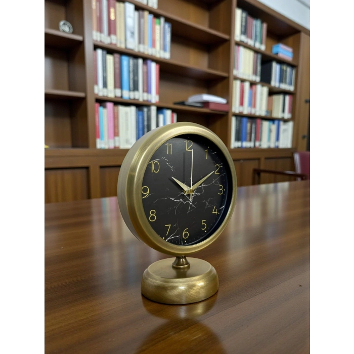 Eskitme Mermer Desenli 25 x 20 Cm Metal Masa Saati