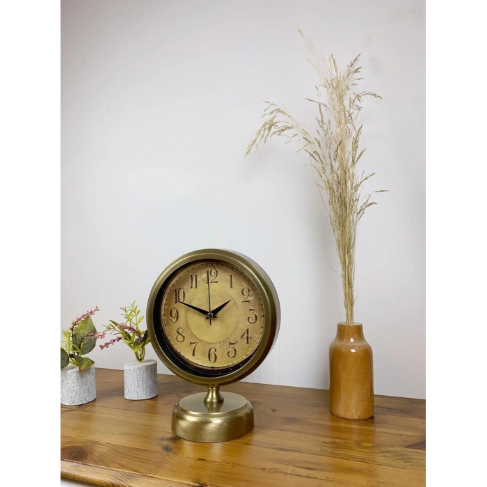 Eskitme Metal Dekoratif Masa Saati 25×20 cm
