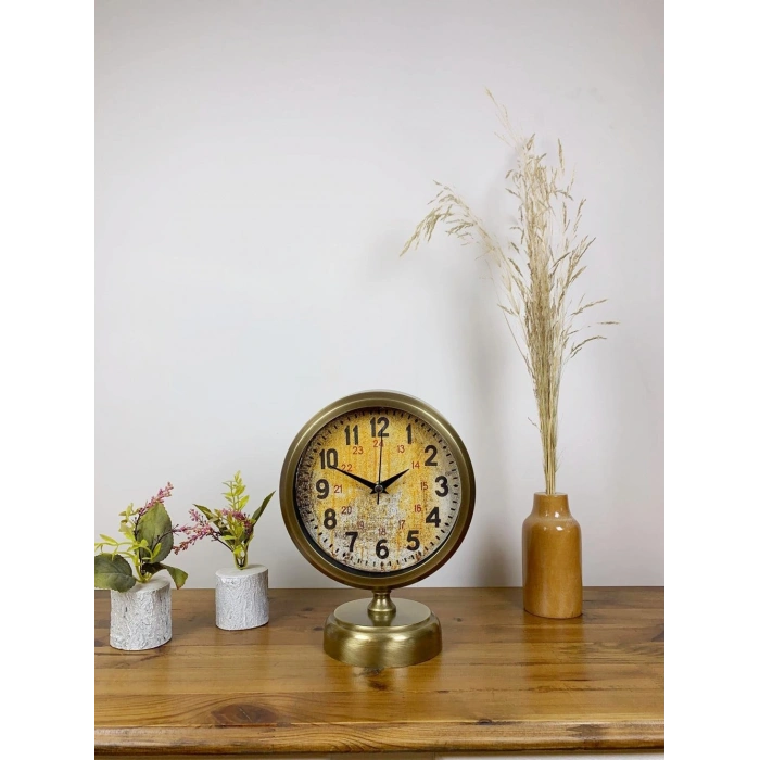 Eskitme Metal Kaos Masa Saati 25×20 cm