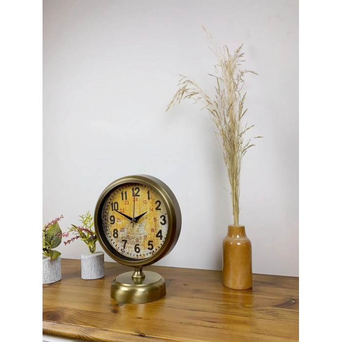 Eskitme Metal Kaos Masa Saati 25×20 cm