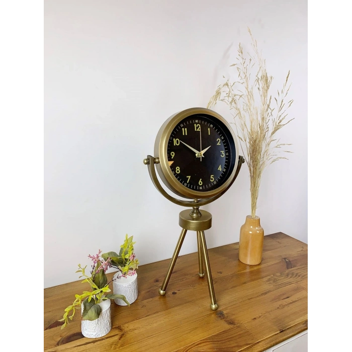 Eskitme Metal Mini Tripod Tokyo Masa Saati 45×26 cm