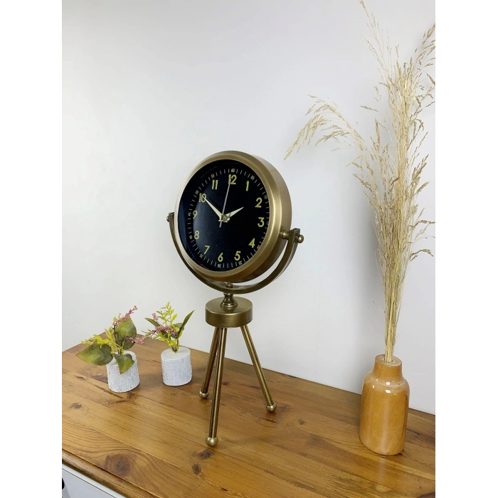 Eskitme Metal Mini Tripod Tokyo Masa Saati 45×26 cm