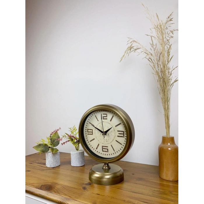 Eskitme Metal Vintage Masa Saati 25×20 cm