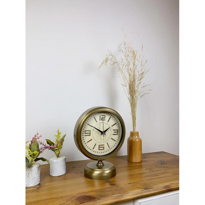 Eskitme Metal Vintage Masa Saati 25×20 cm