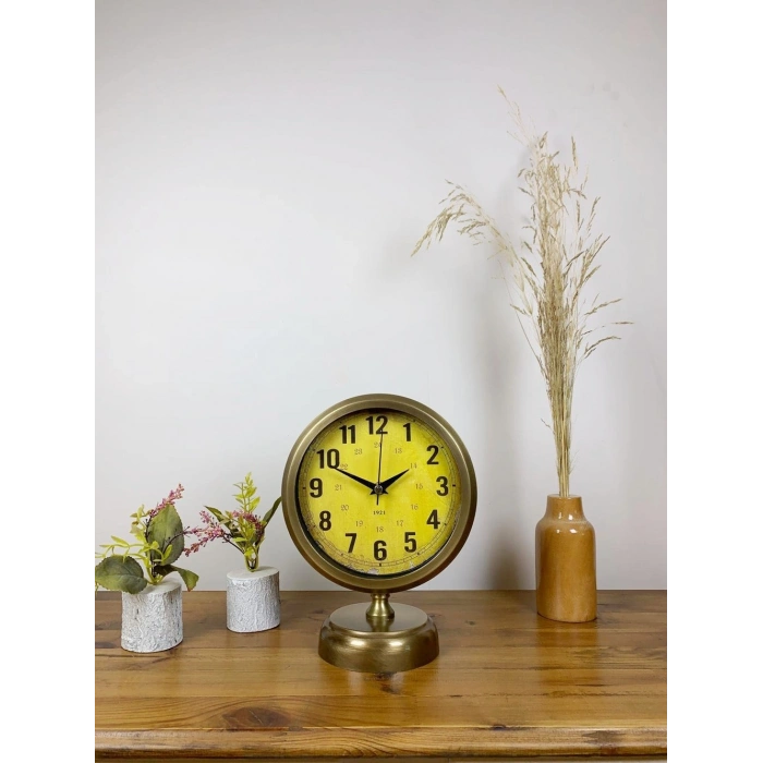 Eskitme Metal Vira Masa Saati 25×20 cm