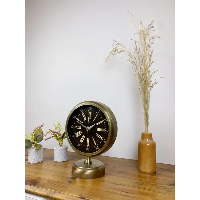 Eskitme Metal Zarif Masa Saati 25×20 cm