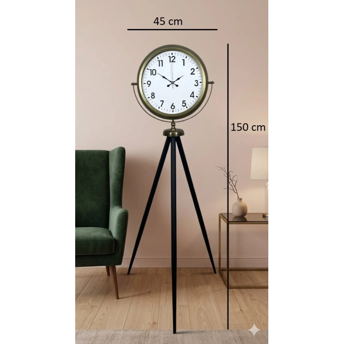 Eskitme Tripod Ayaklı Dekoratif Saat