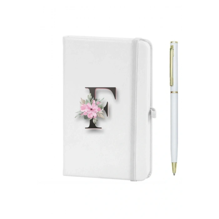 F Harfi Çiçek Desen Baskılı Defter