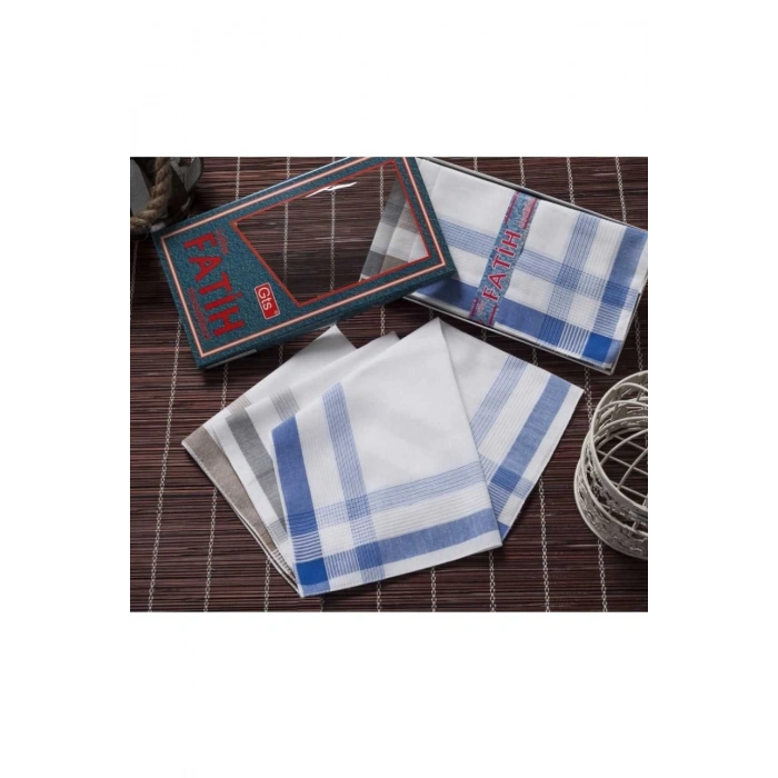 Fatih Kutulu 40x40 cm Düzine 12 Adet Kumaş Mendil FM 03