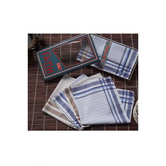 Fatih Kutulu 40x40 cm Düzine 12 Adet Kumaş Mendil FM 04