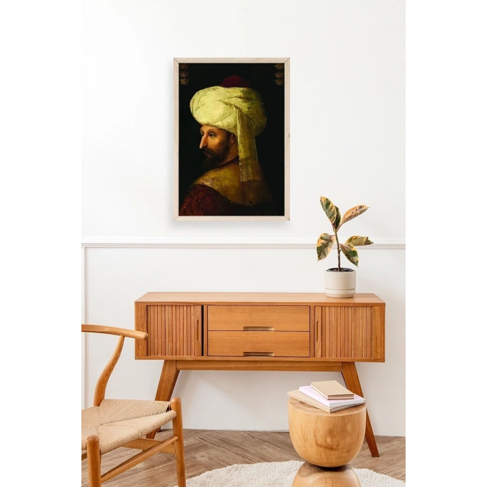 Fatih Sultan Mehmet Ahşap Çerçeveli Tablo 23 x 30