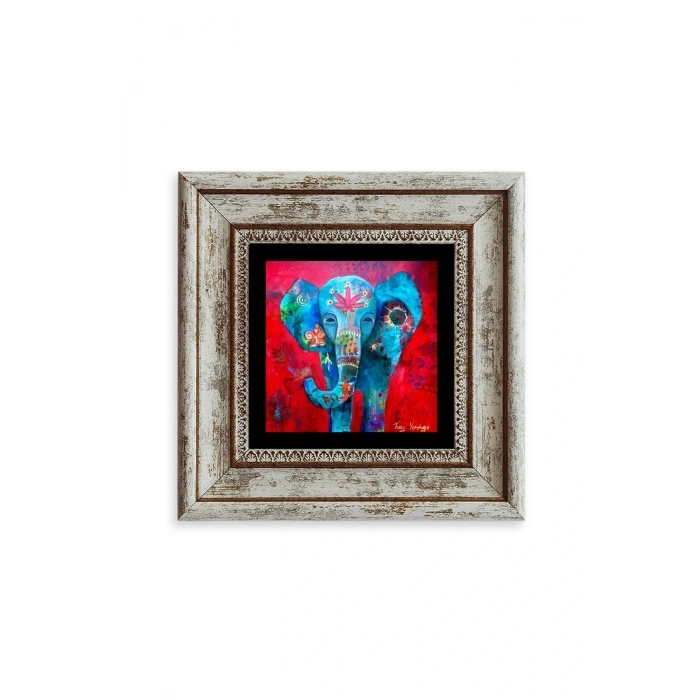 Fil Çerçeveli Taş Tablo 20 cm